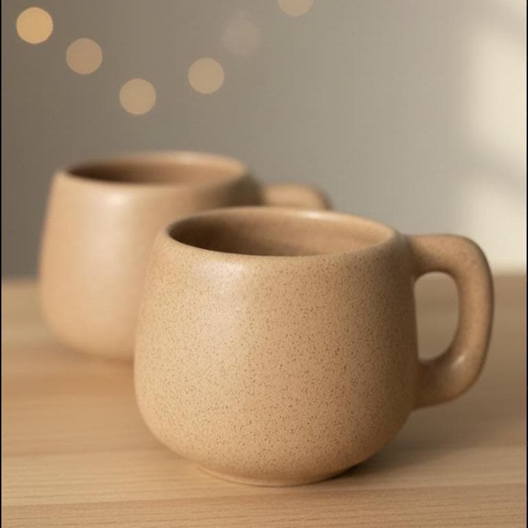Speckled Ceramic Mug 10 oz Rounded Handmade Mexican Pottery Coffee Cup