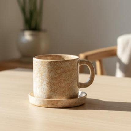 Speckled Ceramic Mug and Plate Set – 16 oz Artisan Pottery Made in Mexico