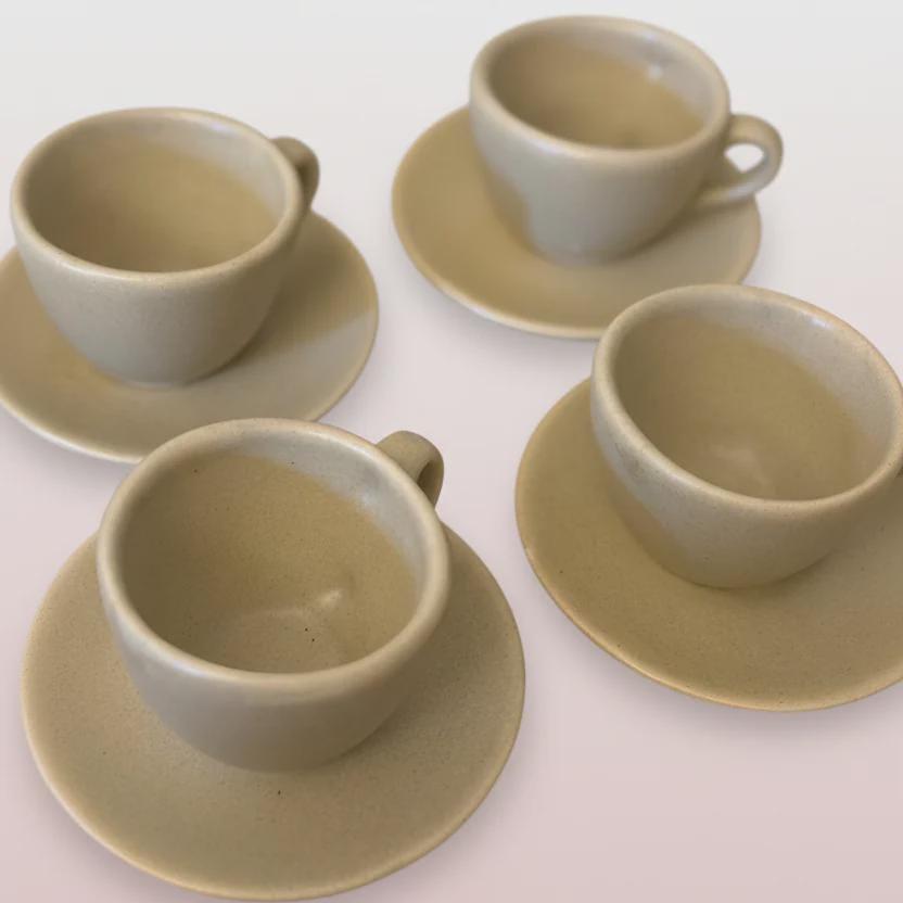 Espresso Cup Saucer Set 2 oz Ceramic Cafecito Cups Made in Mexico Modern Espresso Mug Set Pink & Green Espresso Cups