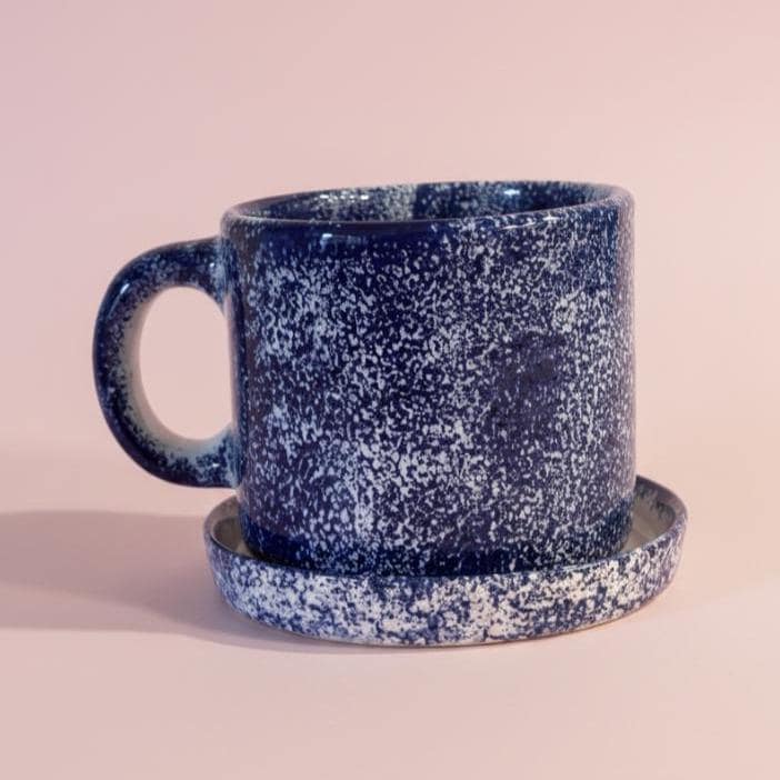 Speckled Ceramic Mug and Plate Set – 16 oz Artisan Pottery Made in Mexico
