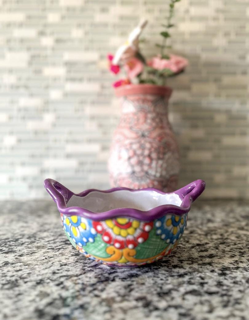 Ceramic Bowl with Spoon Made in Mexico