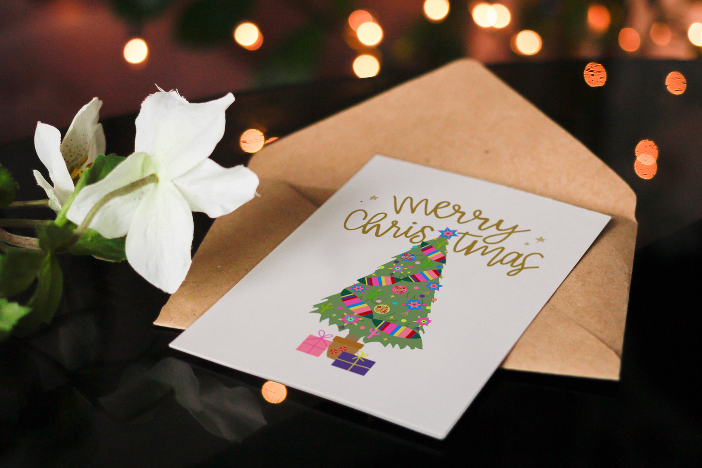 Hand-Drawn Mexican-Inspired Christmas Greeting Card – Perfect for Sending Warm Holiday Wishes and Adding a Festive Touch to Your Celebrations