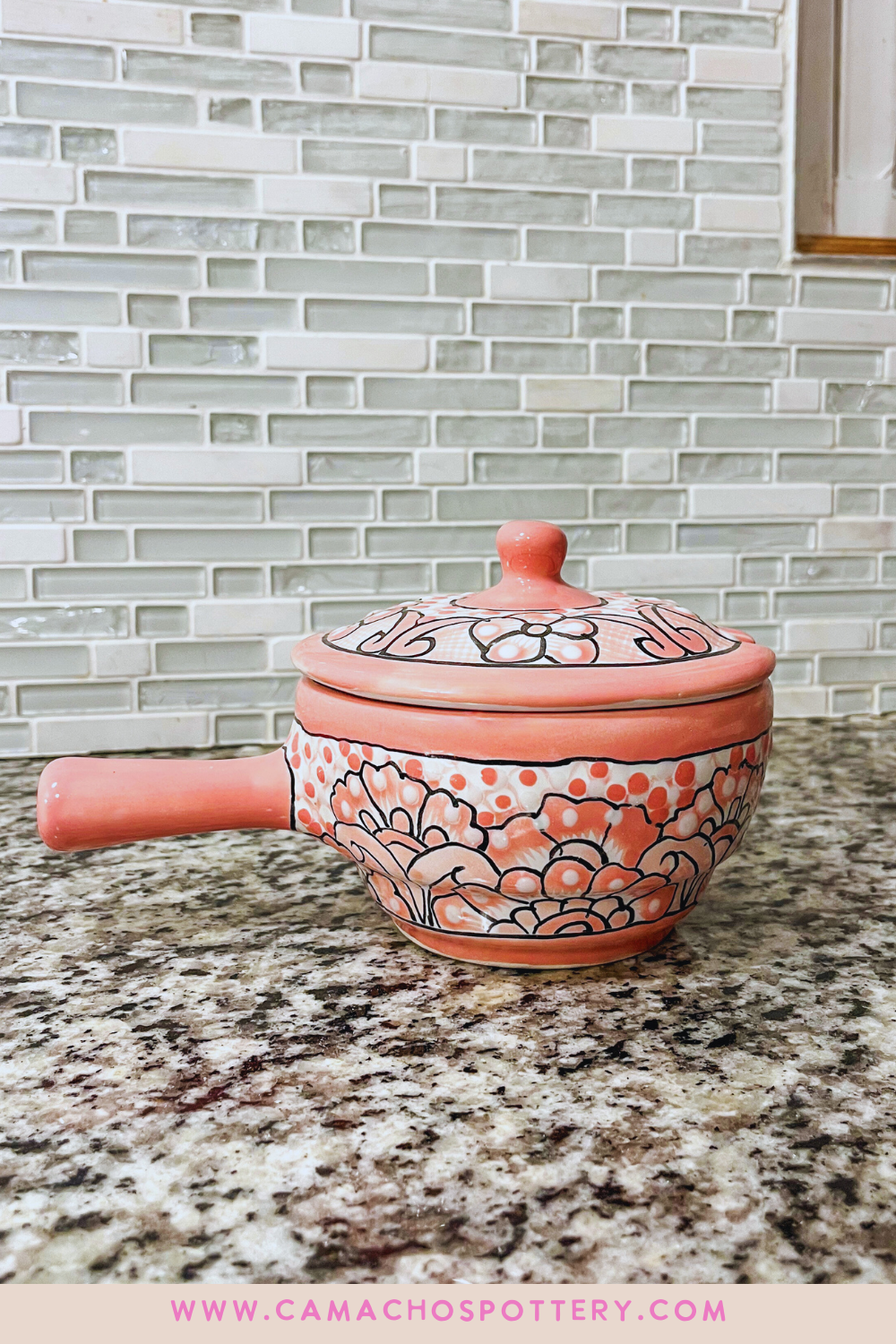 Pink Salsa Talavera Bowl with Handle