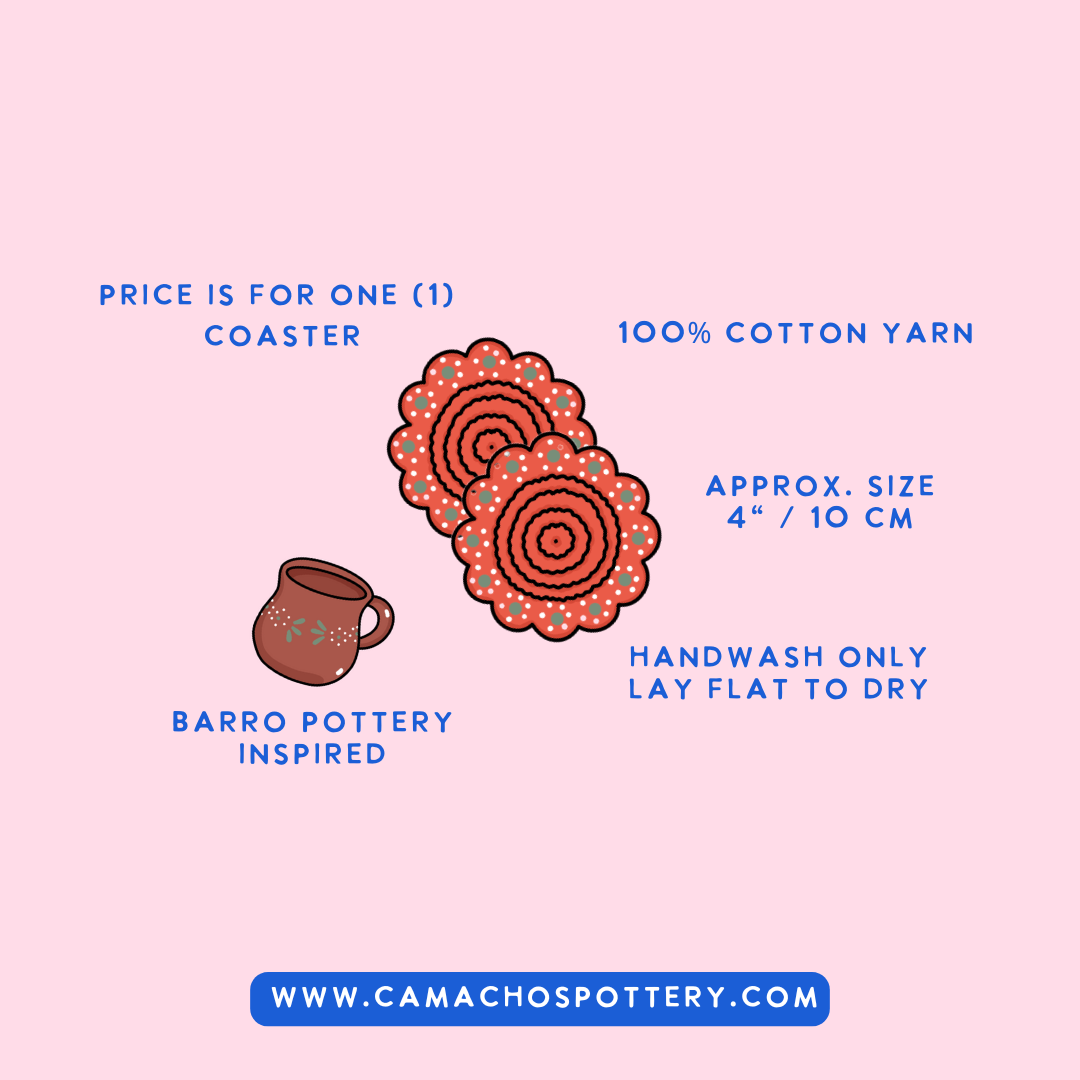 Mexican Barro Inspired Crochet Coaster 🌵