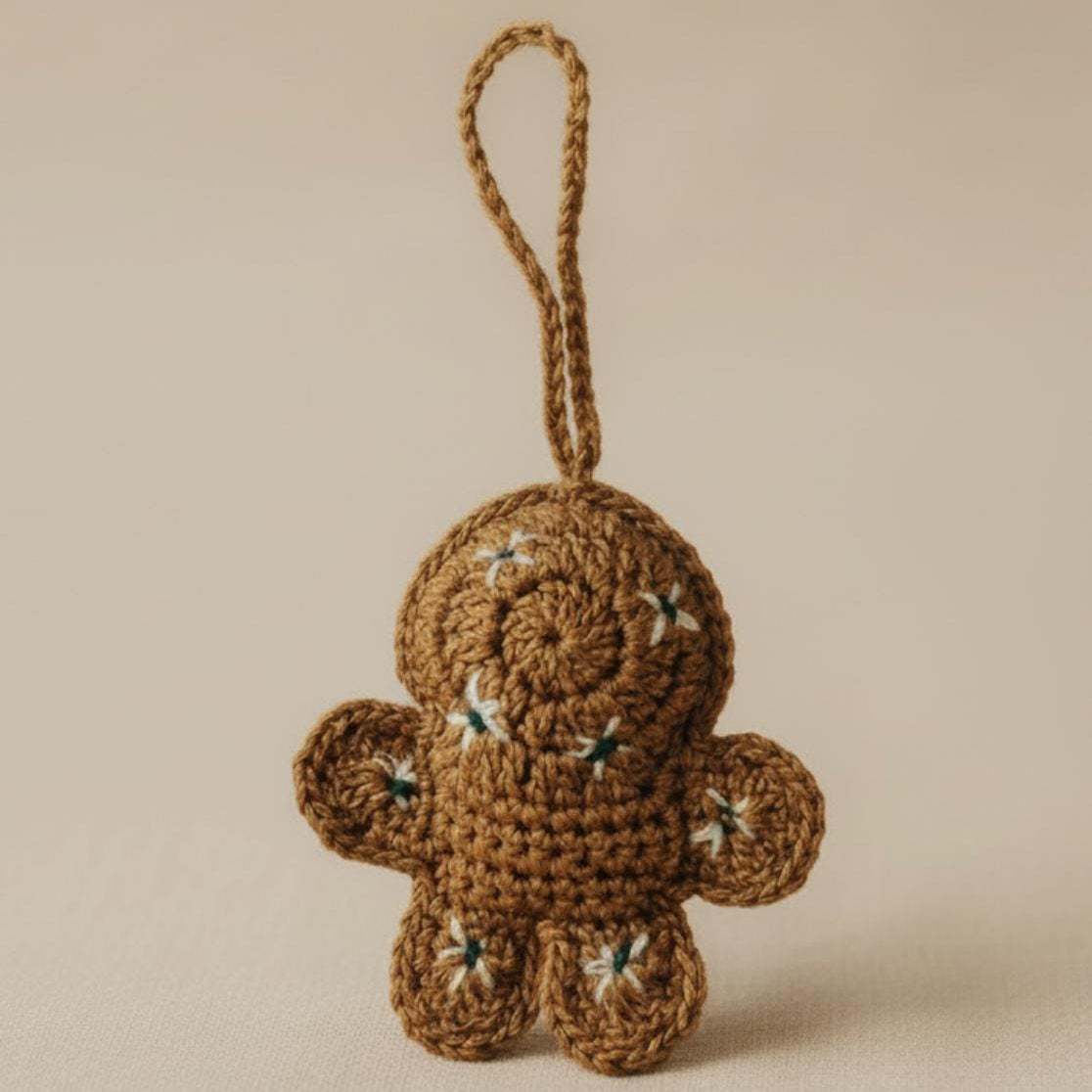 Mexican Gingerbread Crochet Ornament Handmade Bag Charm Keychain or Holiday Décor