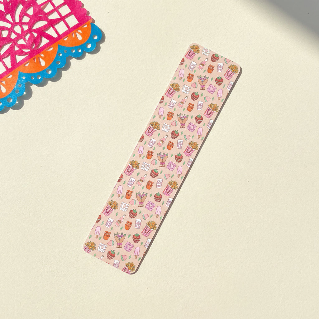 Cute Mexican Culture-Inspired Bookmark //Double-Sided Color, Papel Picado, Fresa, Glossy 2x8, Summer Vibes, Summer Read