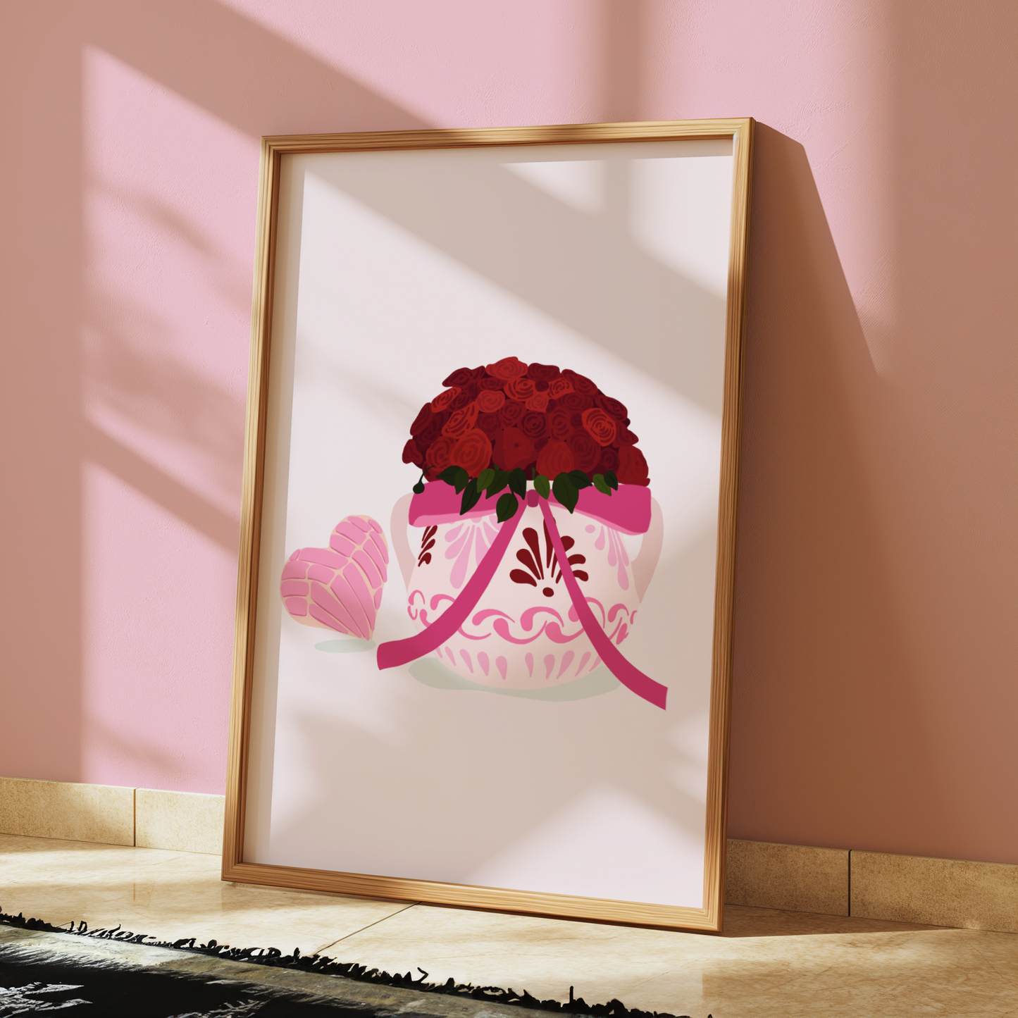 [DIGITAL FILE] Pink Vase & Red Roses Wall Art