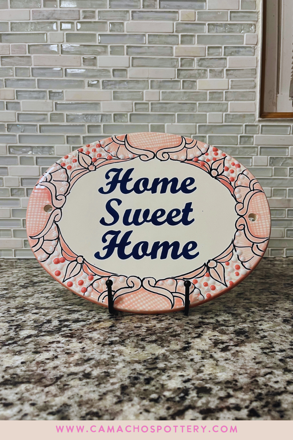 Charming Pink Talavera Wall Sign - HOME SWEET HOME