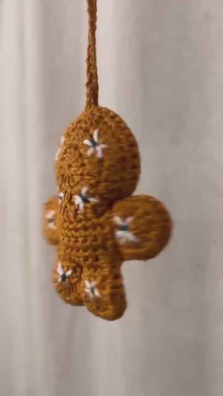 Mexican Gingerbread Crochet Ornament Handmade Bag Charm Keychain or Holiday Décor