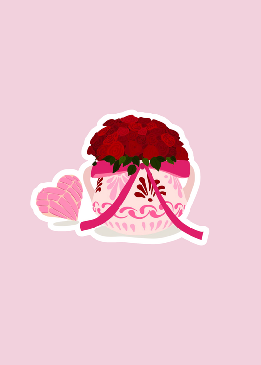 Pan Concha & Roses Sticker