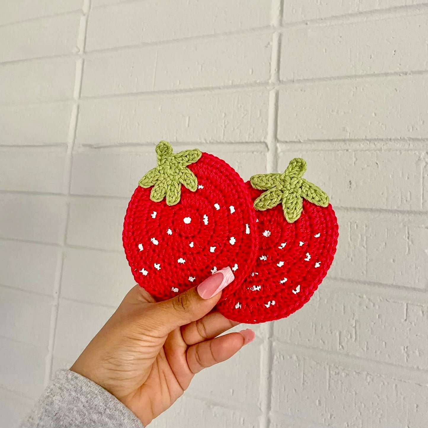 Strawberry Crochet Coaster 🍓