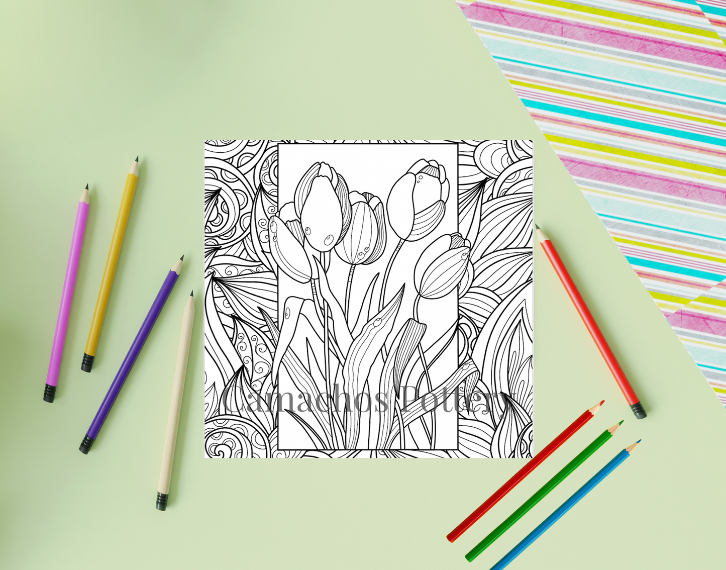 [Digital Download] Tulip Bouquet Color Page